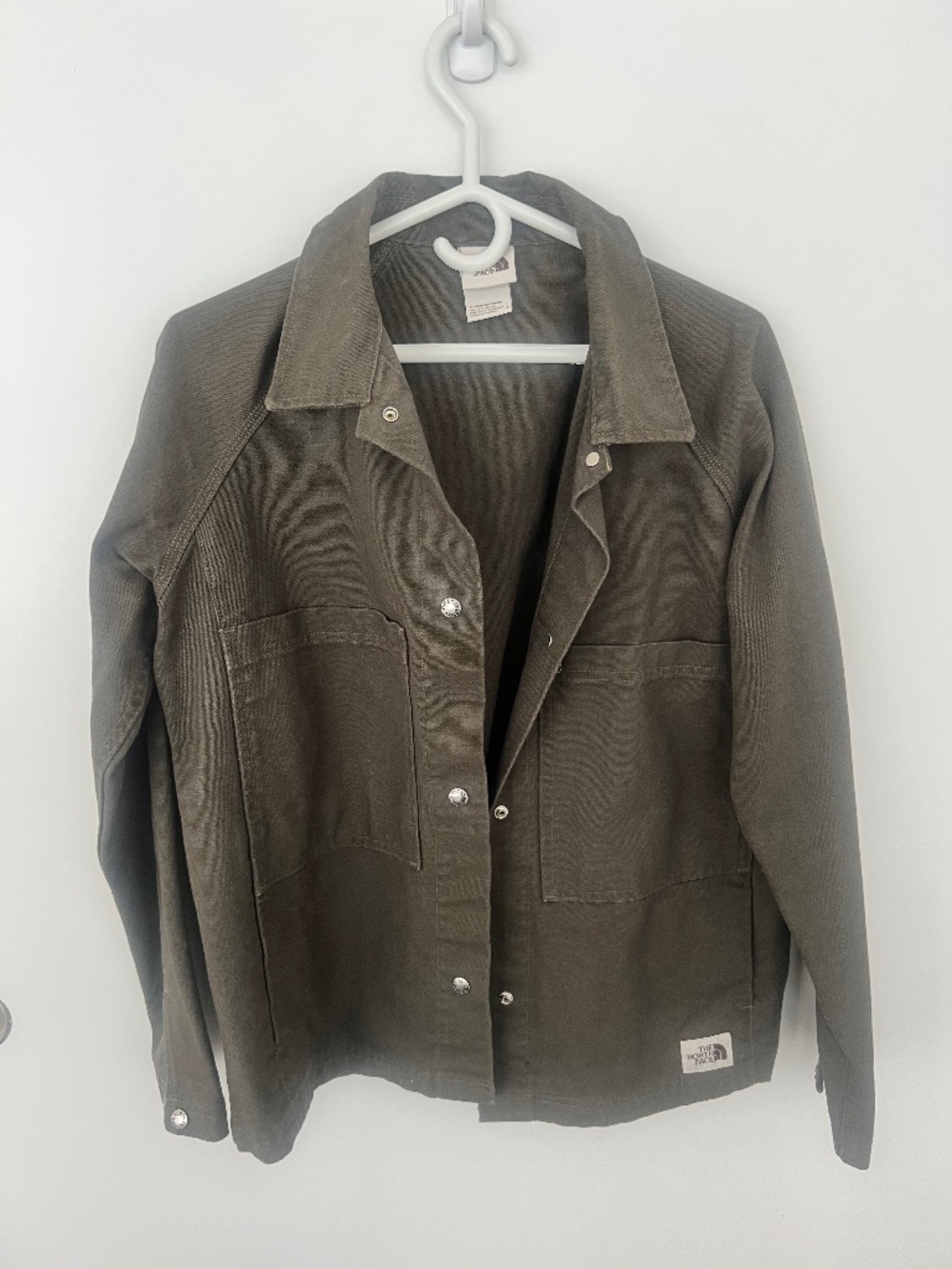 Green north face utility jacket Large women’s